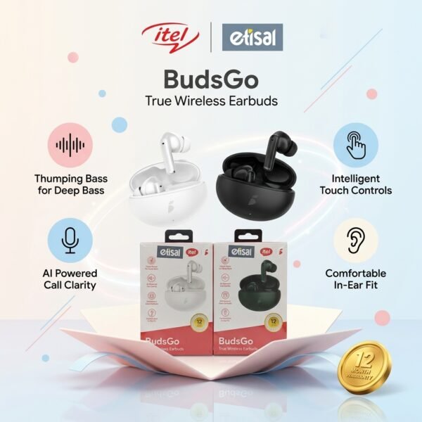ايربودز ITEL BUDS GO اصلى ضمان سنه