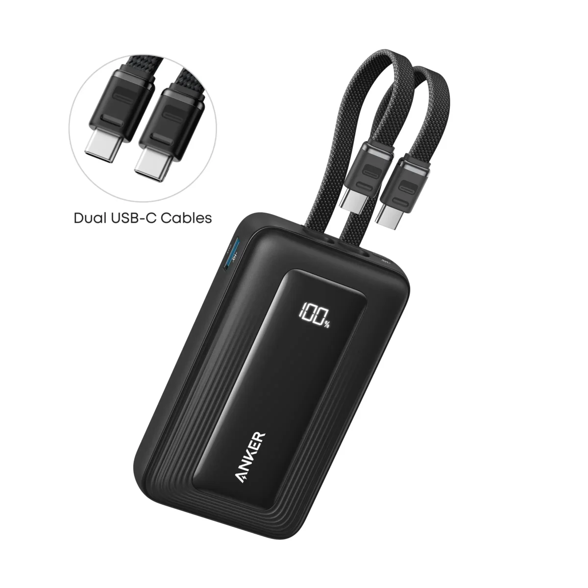 Anker Zolo Power Bank 10000mAh 35W Charger with Built-in Dual USB-C Cables - Black-18-month warranty from the local official agent - Image 3
