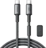 كابل شحن ونقل بيانات سريع Joyroom S-A50 Unlimited Series بقوة 60 واط، Type-C إلى Type-C، طول 1.2 متر، لون رمادي داكن