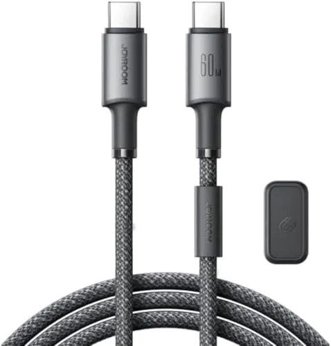 كابل شحن ونقل بيانات سريع Joyroom S-A50 Unlimited Series بقوة 60 واط، Type-C إلى Type-C، طول 1.2 متر، لون رمادي داكن