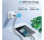 كابل Choetech USB-C إلى USB-C PD60W - شحن فائق السرعة ومزامنة بيانات موثوقة