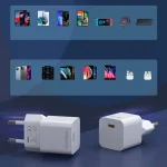 ⁦شاحن حائط Choetech Mini PD20W GaN USB- CPD5010 (أبيض)⁩ - الصورة ⁦3⁩