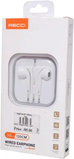 Recci Rep-L07 Wired AUX Earphones - White - Image 2