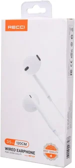 Recci Rep-L07 Wired AUX Earphones - White - Image 3