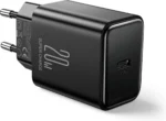 شاحن Joyroom Flash Series JR-TCF06 أحادي المنفذ 20 وات بتقنية توصيل الطاقة (PD) USB أسود