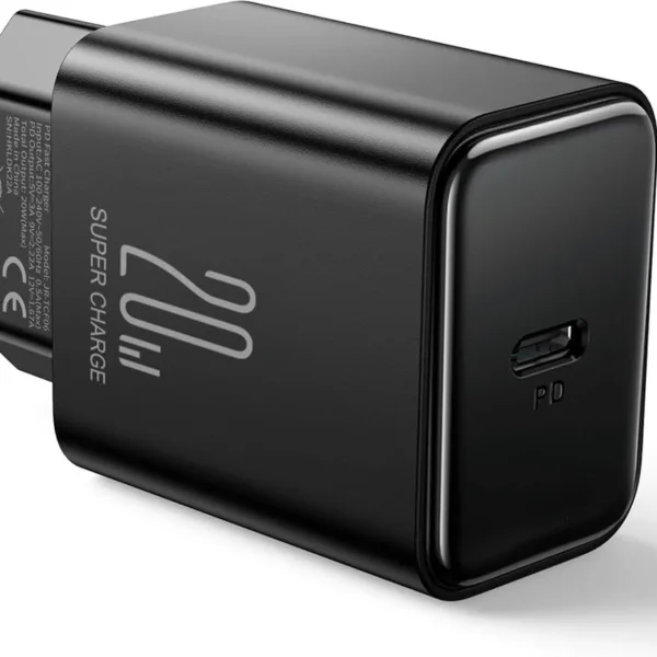 شاحن Joyroom Flash Series JR-TCF06 أحادي المنفذ 20 وات بتقنية توصيل الطاقة (PD) USB أسود