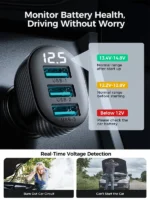 Joyroom JR-CCD03 Car Charger with Digital Display and 3 USB Ports 3.4A - Image 7