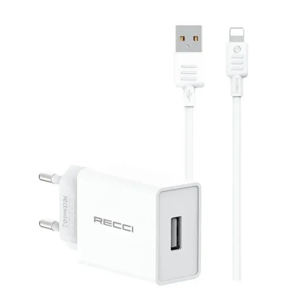كابل شحن ومزامنة Recci RC58EL Lightning بقوة 2A وطول 1 متر - أبيض