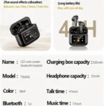 AWEI T96 ANC Wireless Earphones with Bluetooth 5.4 and LED Display - White - Image 2
