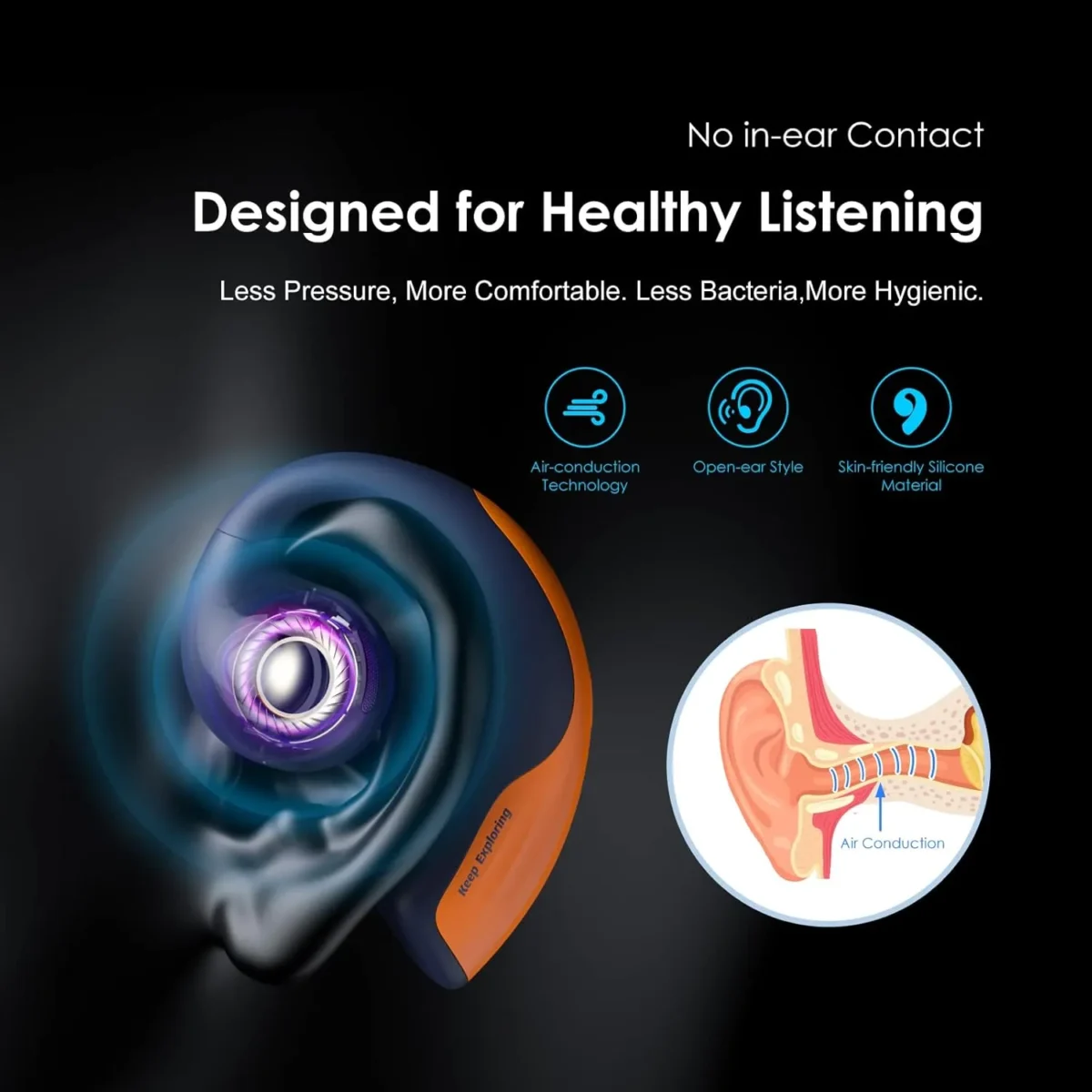⁦سماعات أذن لاسلكية Oraimo OpenPods مفتوحة مع 4 ميكروفونات ENC⁩ - الصورة ⁦8⁩