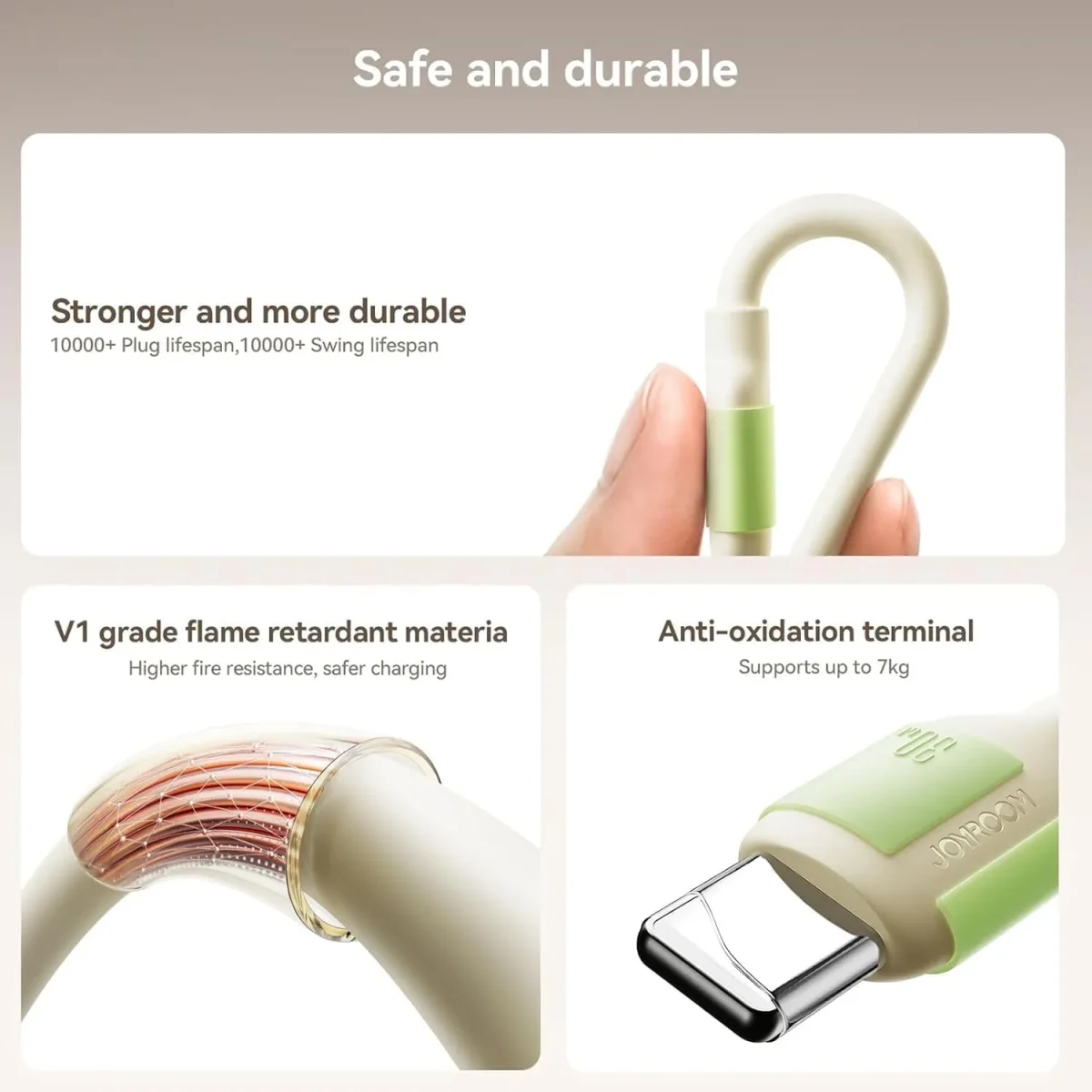 Joyroom S-A53 Fast Charging Cable (Type-C to Lightning) 30W 2m - Beige - Image 4