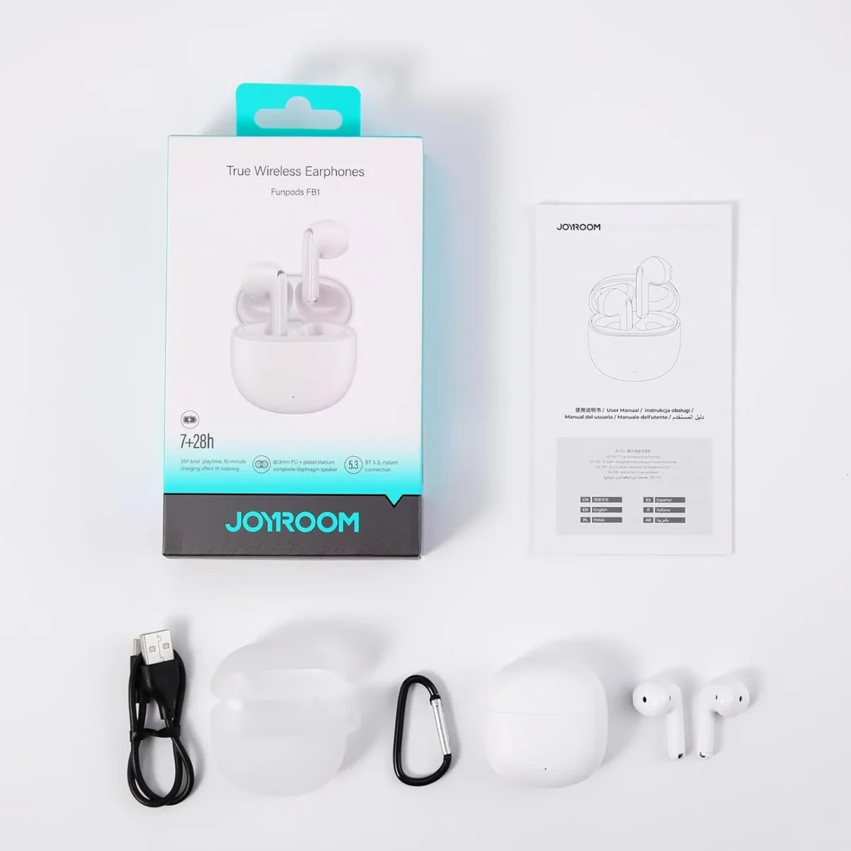 Joyroom Fanpods JR-FB1 TWS Wireless Earphones with Noise Cancelling and Clear Calls (White) - Image 8