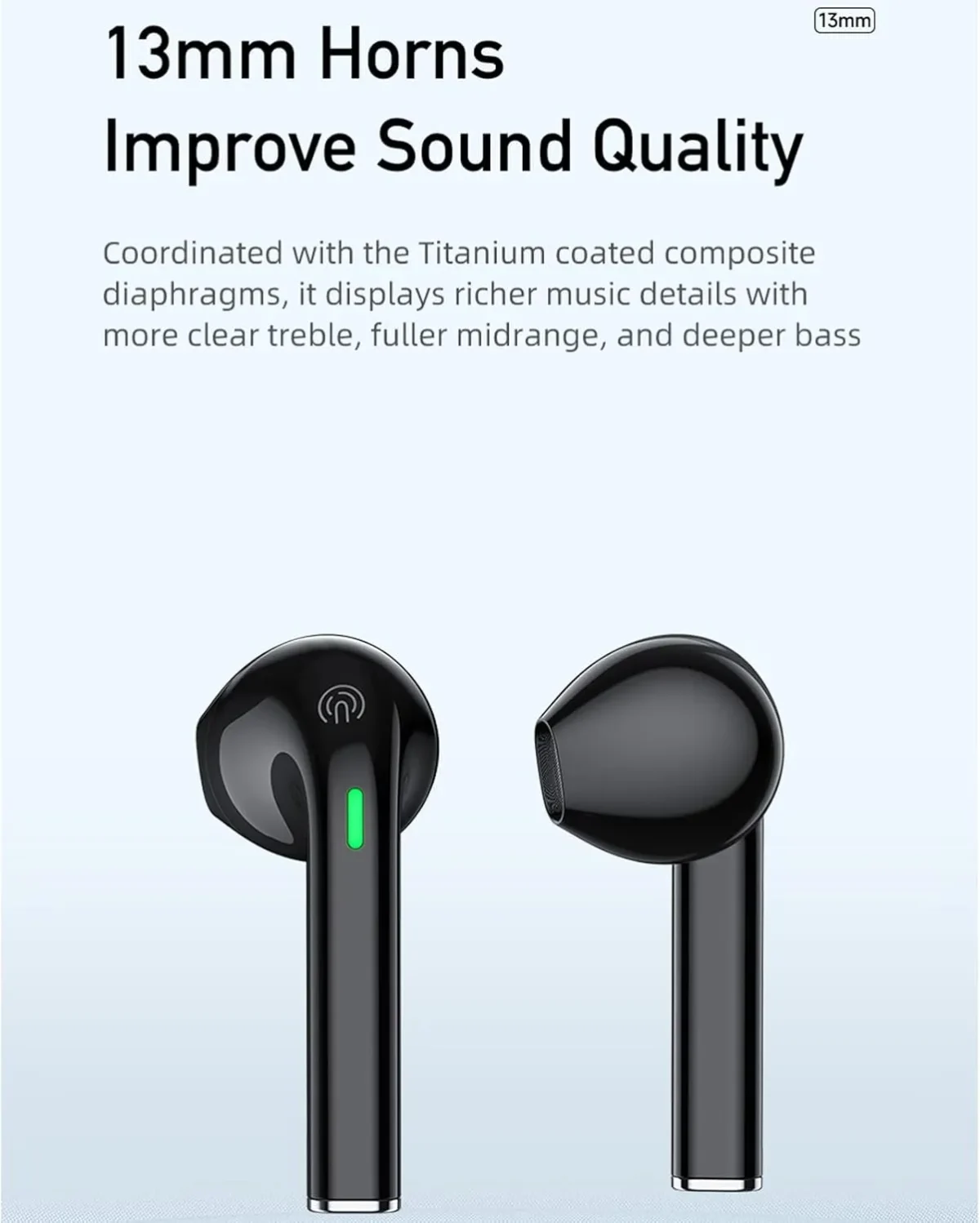 ⁦سماعات أذن T26 Pro لاسلكية داخل الأذن بخاصية إلغاء الضوضاء، بلوتوث 5.3 ومقاومة للماء IPX6 - أسود⁩ - الصورة ⁦2⁩