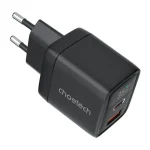شاحن حائط Choetech GaN بقوة 35 واط مع شاشة ومنفذي USB-C و USB-A (أسود)