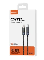 ⁦كابل Recci Crystal Dual Type-C PD 100W بطول 1.2 متر⁩ - الصورة ⁦2⁩