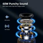 Awei Y669 60W Portable Wireless Bluetooth Speaker - Stereo Sound, Deep Bass, IPX5 Waterproof and RGB Lighting - Image 7