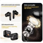 AWEI T96 ANC Wireless Earphones with Bluetooth 5.4 and LED Display - White - Image 5