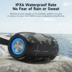 Awei Y370 Portable Waterproof Bluetooth Speaker with LED Light and FM Radio - Black - Image 3
