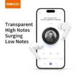 ⁦سماعات أذن لاسلكية Recci REP-W88 بخاصية إلغاء الضوضاء النشط (ANC)-أبيض⁩ - الصورة ⁦3⁩