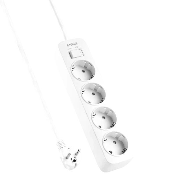 Anker Power Strip (4 في 1) مع حماية من زيادة التيار، أبيض | A9143L21
