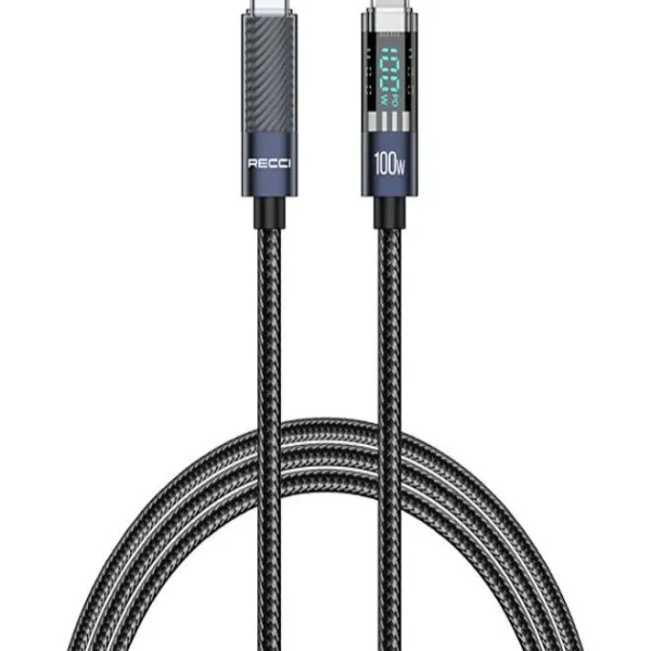كيبل Recci Crystal Dual Type-C PD 100W بطول 1.2 متر