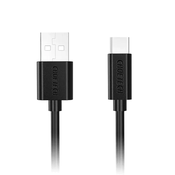 "كابل Choetech USB-A إلى Type-C PVC أسود (عبوة بيع بالتجزئة جديدة) "