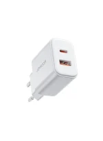 شاحن حائط Joyroom JR-TCF05 سريع مزدوج المنفذ 20 واط USB-C / USB-A - أبيض