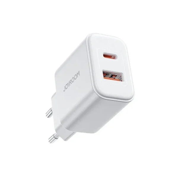 شاحن حائط Joyroom JR-TCF05 سريع مزدوج المنفذ 20 واط USB-C / USB-A - أبيض