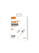 ⁦كابل شحن سريع RECCI RS11CC 65W Type-C إلى Type-C من السيليكون (1 متر) - أبيض⁩ - الصورة ⁦3⁩