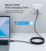 ⁦CHOETECH-XCC-1054 كابل USB-C إلى USB-C مغناطيسي بقوة 100 واط -أسود⁩ - الصورة ⁦8⁩
