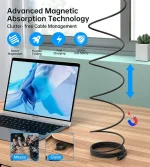 ⁦CHOETECH-XCC-1054 كابل USB-C إلى USB-C مغناطيسي بقوة 100 واط -أسود⁩ - الصورة ⁦3⁩