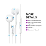 Digital Wired Earphones with Type-C (USB-C) Port - High-Quality Sound and Clear Calls Choetech OC-A012-WH - Image 3
