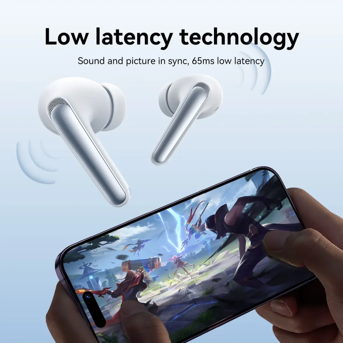 ⁦سماعات أذن لاسلكية Joyroom JR-FN2 Funpods True Wireless بتقنية البلوتوث (أبيض)⁩ - الصورة ⁦3⁩