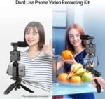 ⁦PLOKAMA PK-771 – حامل كاميرا فيديو 5 في 1 مع مقبض تثبيت وميكروفون وإضاءات LED لصناعة المحتوى الاحترافي⁩ - الصورة ⁦4⁩