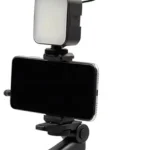 PLOKAMA PK-771 – حامل كاميرا فيديو 5 في 1 مع مقبض تثبيت وميكروفون وإضاءات LED لصناعة المحتوى الاحترافي