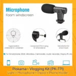 ⁦PLOKAMA PK-771 – حامل كاميرا فيديو 5 في 1 مع مقبض تثبيت وميكروفون وإضاءات LED لصناعة المحتوى الاحترافي⁩ - الصورة ⁦5⁩