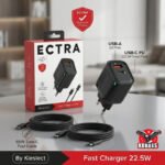 ⁦شاحن ECTRA سريع 22.5 وات PD بمنفذين مع كابل Type-C 65 وات⁩ - الصورة ⁦2⁩